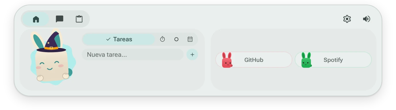 La isla abierta en Inicio: Tokkip, tus tareas y tus burbujas de GitHub y Spotify.